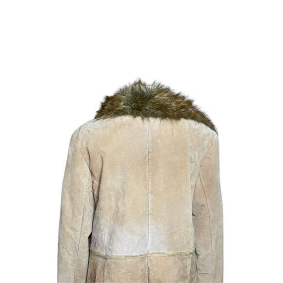 Vintage Y2K St. John’s Bay camel penny lane suede coat with fur trim size XL - Picture 8 of 13